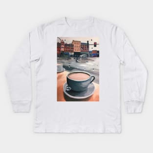 rainy afternoon coffee Kids Long Sleeve T-Shirt